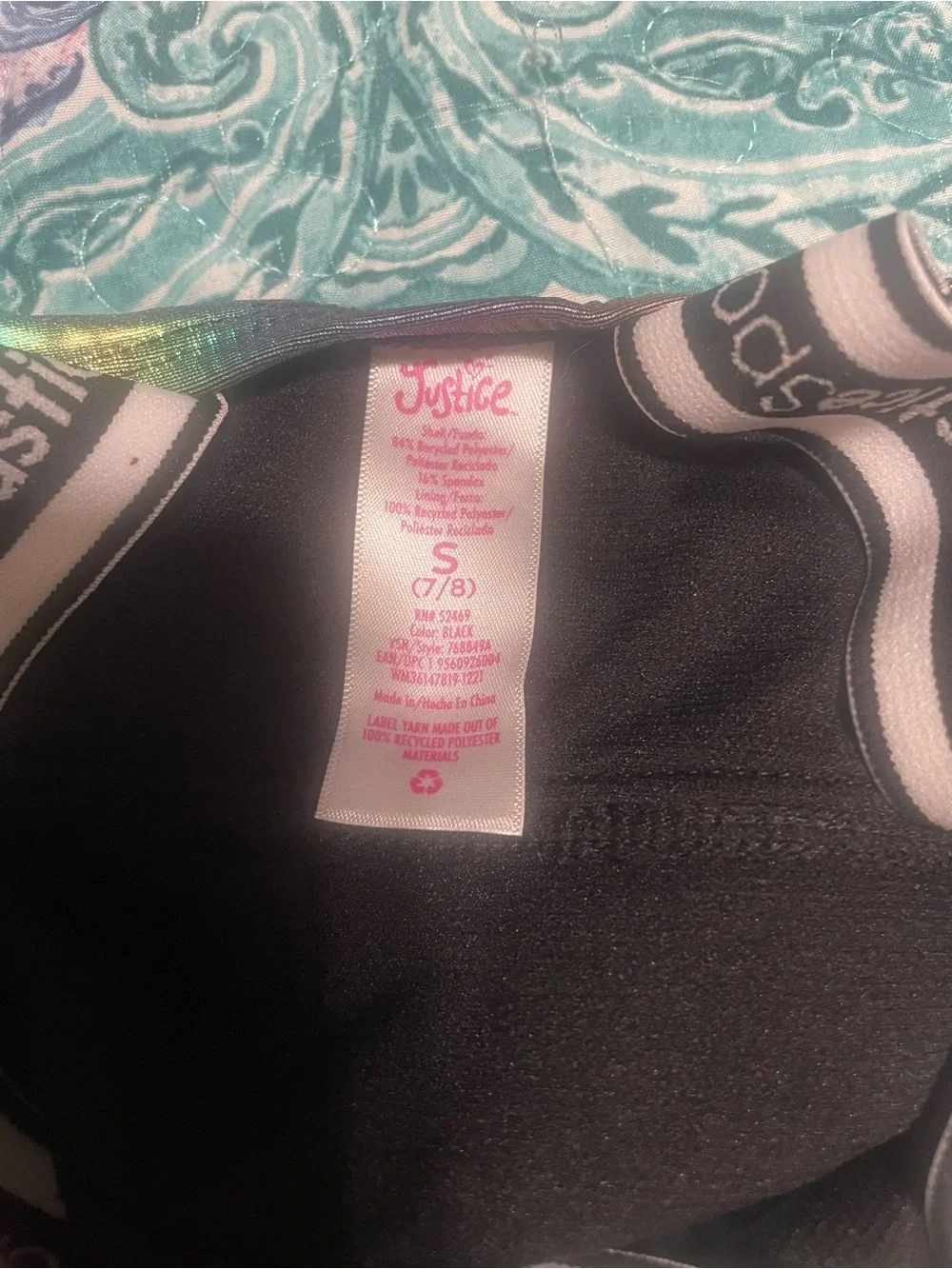 Justice Girls' Iridescent Rainbow & Black Two-Piece Swim Set